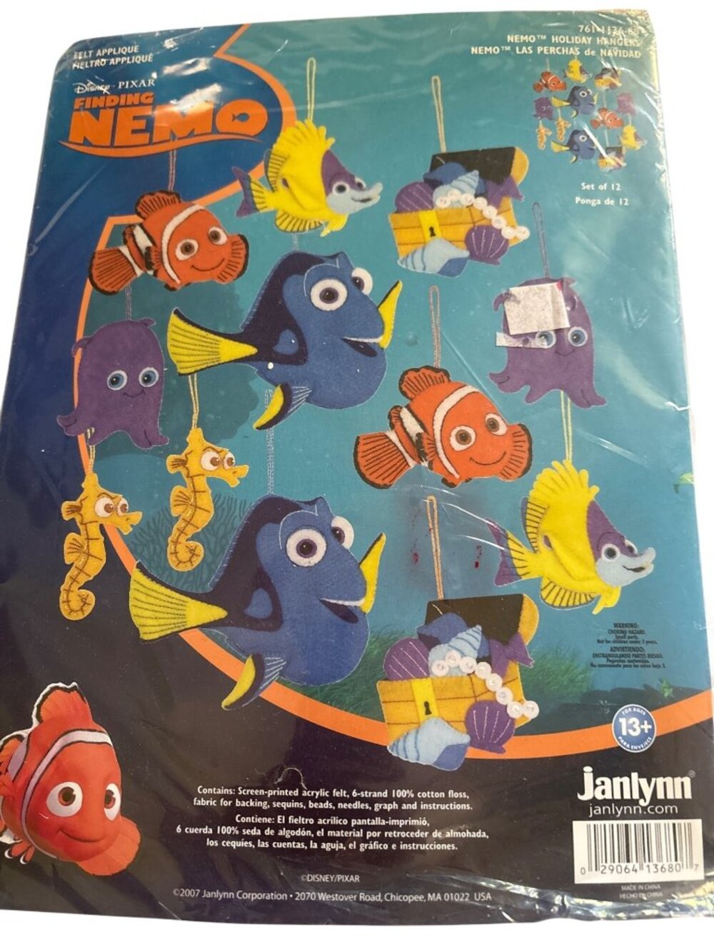 Disney Pixar Finding Nemo Holiday Hangers Felt Applique Kit Set Of 12 Craft Kit